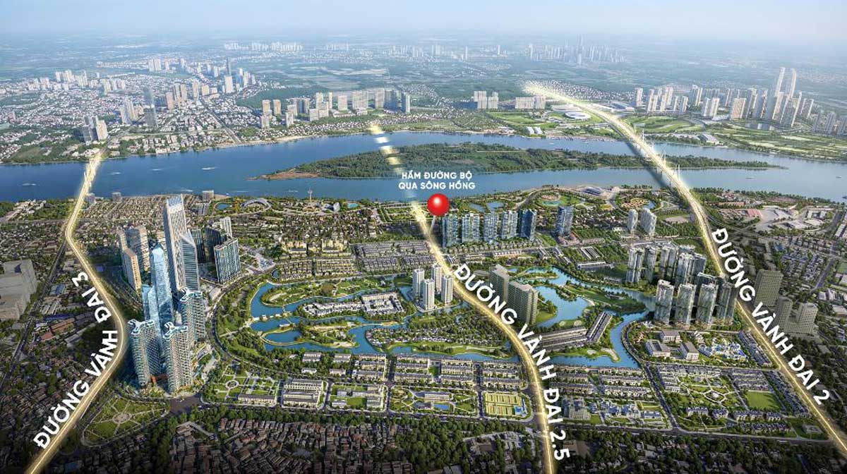 Vị trí xây hầm đường bộ vượt sông Hồng tại khu đô thị Ciputra